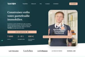 Image d'un menu d'un site web sur l'investissement immobilier