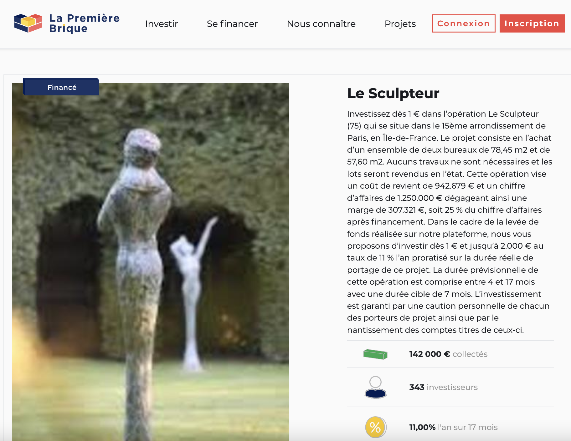 Capture d'écran du site La Première Brique 